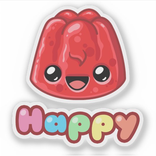 Red Jelly Happy Text - Happy Jump Aufkleber (Vorderseite)