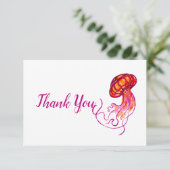 Red Jellyfish Danke, Card Dankeskarte (Stehend Vorderseite)