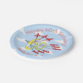 Red Jet Flugzeug 60. Blue Sky Paper Teller (Schrägansicht)