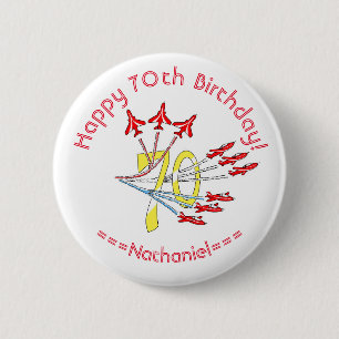 Red Jet Flugzeug - 70. Geburtstag Abzeichen Button