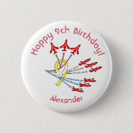 Red Jet Flugzeug - 9. Geburtstag Abzeichen Button