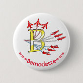 Red Jet Flugzeug B Initial Abzeichen Button (Vorderseite)