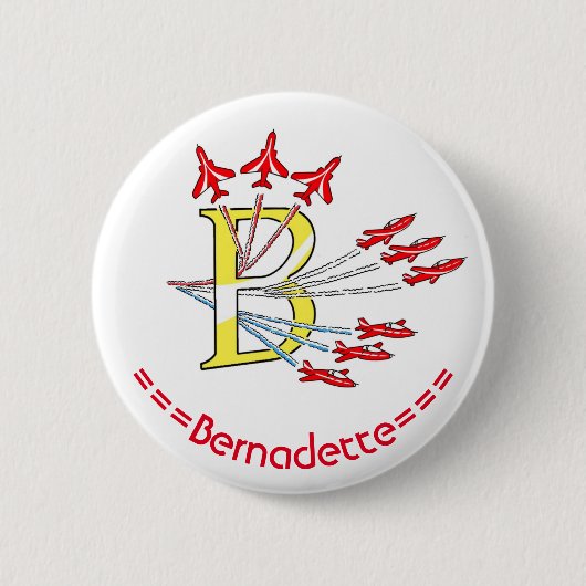 Red Jet Flugzeug B Initial Abzeichen Button (Vorderseite)