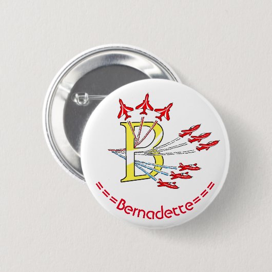 Red Jet Flugzeug B Initial Abzeichen Button (Vorne & Hinten)