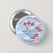 Red Jet Flugzeug Blue Sky individuell anpassbarer  Button (Vorne & Hinten)
