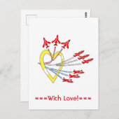 Red Jet Flugzeug Herzpostkarte Postkarte (Vorne/Hinten)