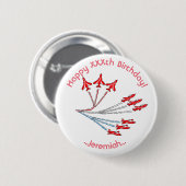 Red Jet Flugzeug Individuelles GeburtstagsAbzeiche Button (Vorne & Hinten)