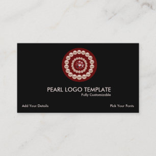 Red Jewel & Pearls Logo - White Cultured Pearls Visitenkarte