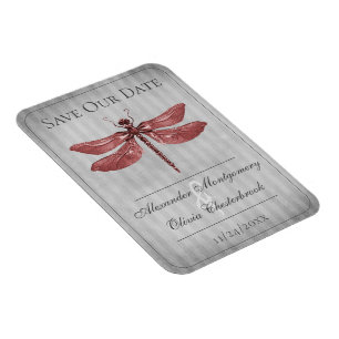 Red Jewele Dragonfly Save the Date Magnet
