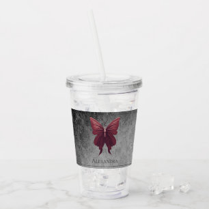 Red Jeweled Butterfly Acryltrinkbecher