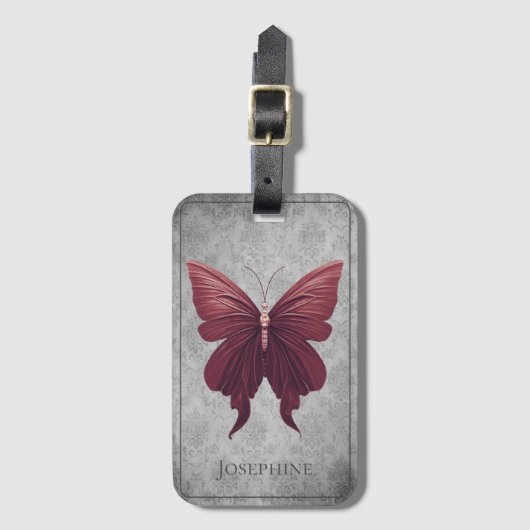 Red Jeweled Butterfly Gepäckanhänger (Vorderseite Vertikal)