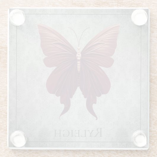 Red Jeweled Butterfly Glasuntersetzer (Rückseite)