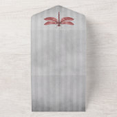 Red Jeweled Dragonfly Wedding All In One Einladung (Außenbereich)