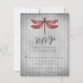 Red Jeweled Dragonfly Wedding RSVP (Vorderseite)