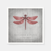 Red Jeweled Dragonfly Wedding Serviette (Vorderseite)