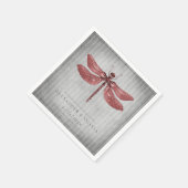 Red Jeweled Dragonfly Wedding Serviette (Ecke)