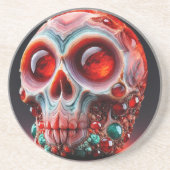 Red Jeweled Geode Skull Getränkeuntersetzer (Vorne)