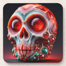 Red Jeweled Geode Skull Getränkeuntersetzer
