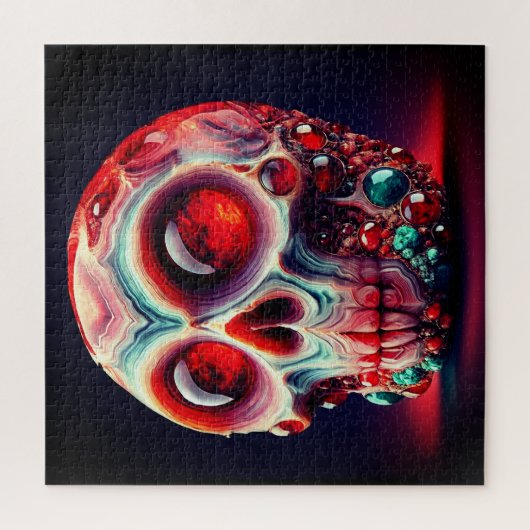 Red Jeweled Geode Skull Puzzle (Vertikal)
