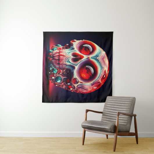 Red Jeweled Geode Skull Wandteppich (Beispiel (Horizontal))