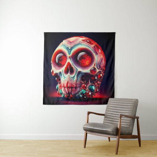 Red Jeweled Geode Skull Wandteppich (Beispiel)