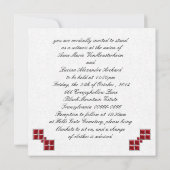 Red Jeweled Look Goth Damask Einladung (Rückseite)