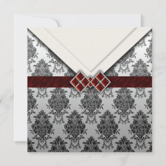 Red Jeweled Look Goth Damask Einladung