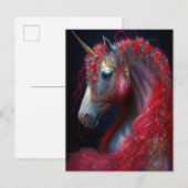 Red Jeweln Unicorn Fantasy Art Postkarte (Vorne/Hinten)