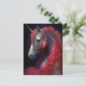Red Jeweln Unicorn Fantasy Art Postkarte (Stehend Vorderseite)