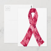 Red Jigsaw Puzzle Pattern Ribbon Postkarte (Vorne/Hinten)