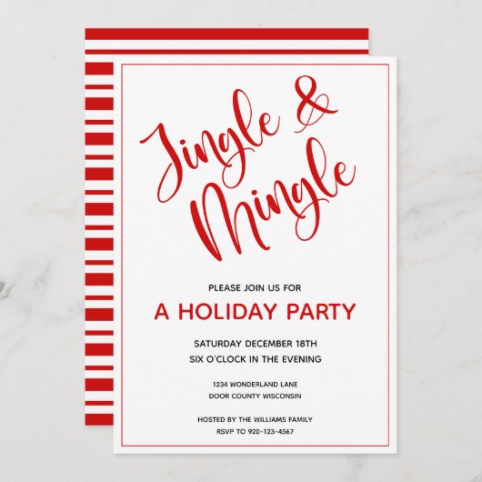 Red Jingle und Mingle Christmas Party Einladung (Vorne/Hinten)