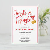 Red Jingle und Mingle Holiday Party Einladung (Stehend Vorderseite)