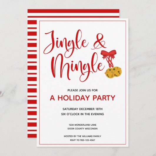 Red Jingle und Mingle Holiday Party Einladung (Vorne/Hinten)