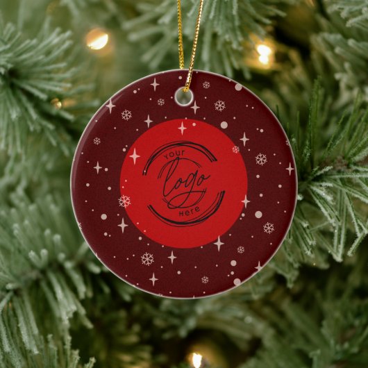 Red Jolly Christmas Business Logo QR-Code Chic Keramik Ornament (Baum)