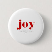 Red Joy Bold Tygraphy Modern Christmas Button (Vorderseite)