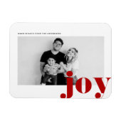 Red Joy Bold Typografie Modernes Foto Weihnachten Magnet (Horizontal)