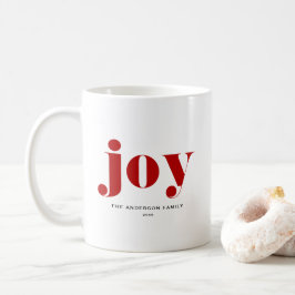 Red JOY Bold Typografy Moderne Weihnachten Kaffeetasse