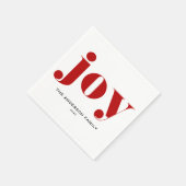 Red JOY Bold Typografy Moderne Weihnachten Serviette (Ecke)