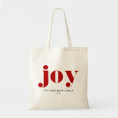 Red JOY Bold Typografy Moderne Weihnachten Tragetasche (Vorne)