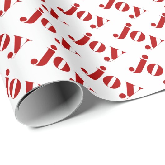 Red JOY Bold Typografy Pattern Moderne Weihnachten Geschenkpapier (Rolleneckpunkt)