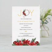 Red Joy Christmas Party Foliage Wreath Folieneinladung (Stehend vorne)