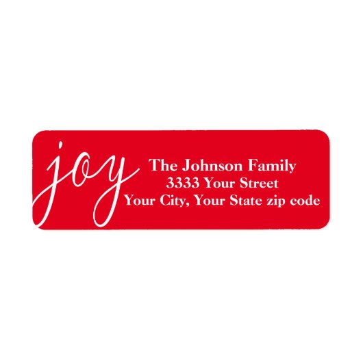 Red Joy Christmas Rücksendeadressen-Aufkleber (Vorne)