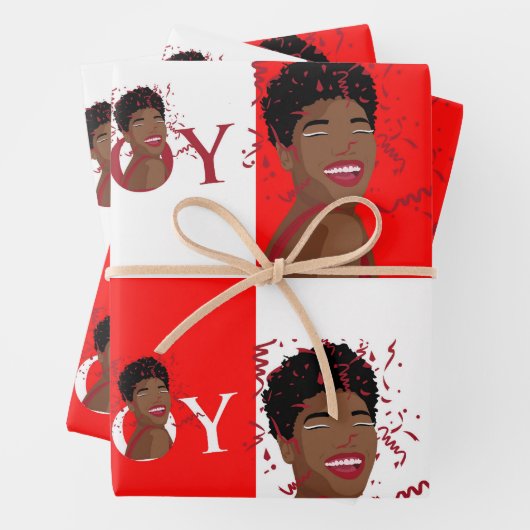 Red Joy Confetti Wrapping Paper Flat Sheets Geschenkpapier Set (Beispiel)