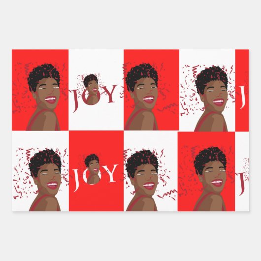 Red Joy Confetti Wrapping Paper Flat Sheets Geschenkpapier Set (Vorderseite)