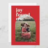 Red Joy Found US Arched Foto Holiday Card (Vorne/Hinten)