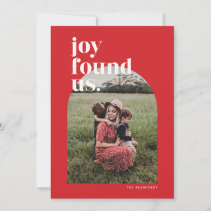 Red Joy Found US Arched Foto Holiday Card
