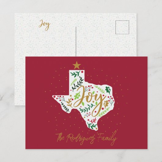 Red Joy Holiday Blätter Texas Shape Postkarte (Vorne/Hinten)