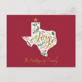Red Joy Holiday Blätter Texas Shape Postkarte (Vorderseite)
