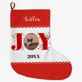 Red Joy mit Beeren Weihnachtskatzenfresser Foto Großer Weihnachtsstrumpf (Vorderseite)