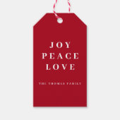 Red Joy Peace Liebe Minimaler Name der Weihnachtsf Geschenkanhänger (Vorderseite)